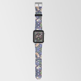 William Morris (British, 1834-1896) - Strawberry Thief (Indigo Blue) - 1883 - Arts and Crafts - Floral pattern with birds - Media: Block-printed Cotton - Digitally Enhanced Version - Apple Watch Band