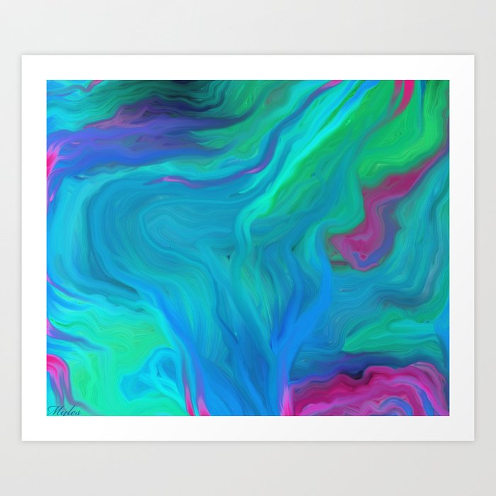 Agate Blue Abstract Oil Painting Art Print By Saundramyles Society6