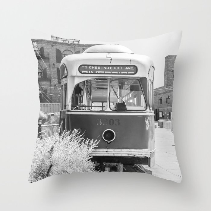 On the Waterfront Trolley Throw Pillow