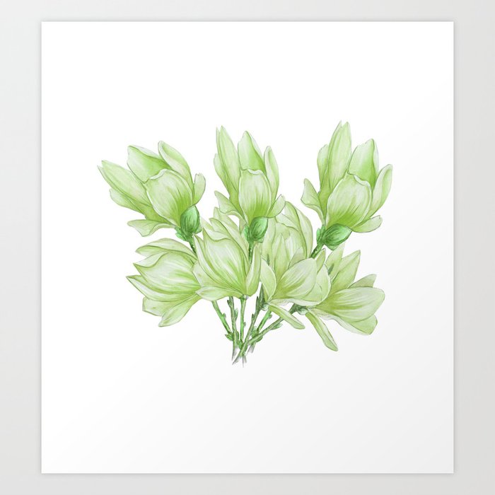 Bunch Of Light Green Flowers Art Print