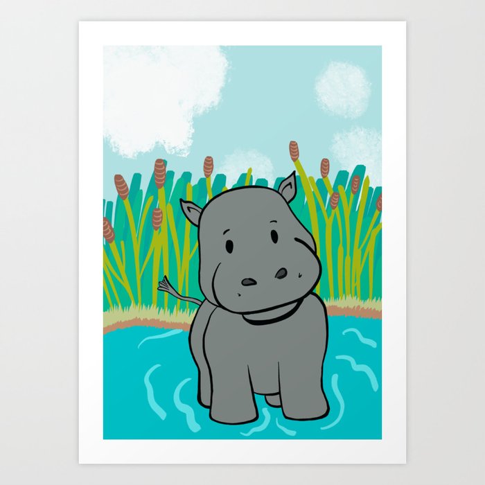 Cheeky Hippo Art Print