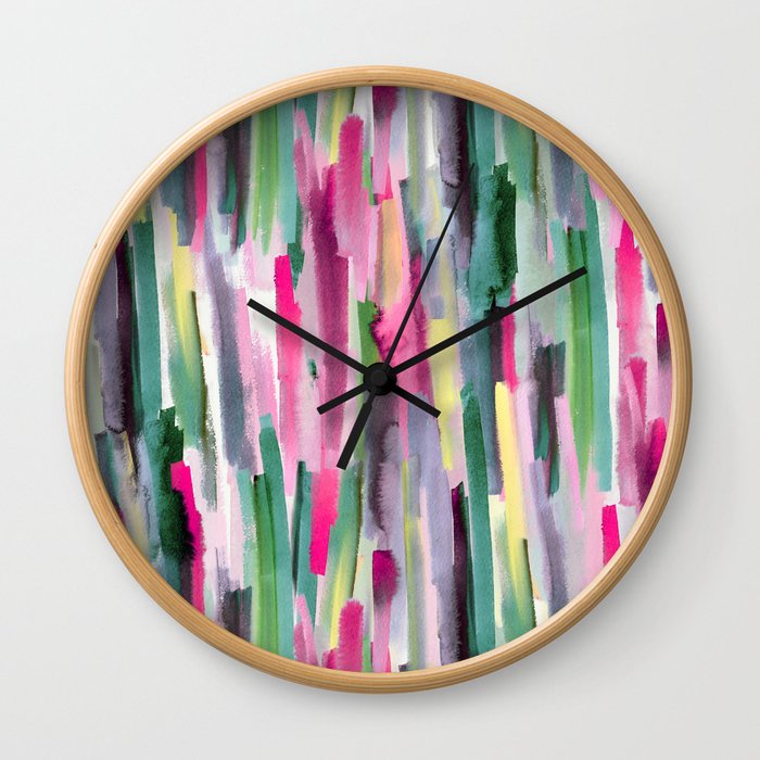 Ecoline Stripes Pink Green Wall Clock