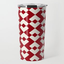 Christmas Red and White Abstract Retro Pattern Travel Mug