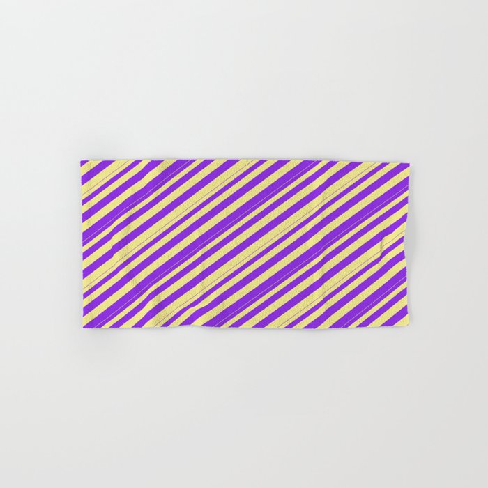 Tan & Purple Colored Pattern of Stripes Hand & Bath Towel