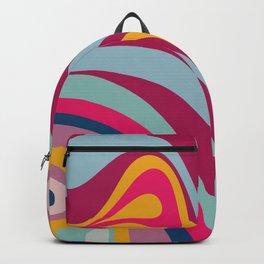 New Groove Colorful Retro Swirl Abstract Pattern Aqua Magenta Blue Pink Mustard Backpack