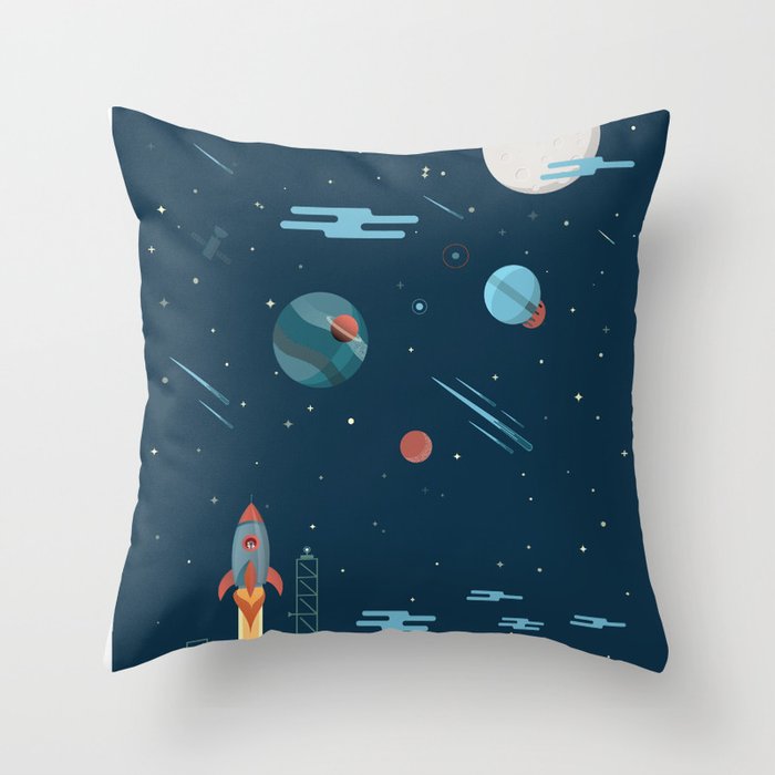 Space rocket launch Throw Pillow