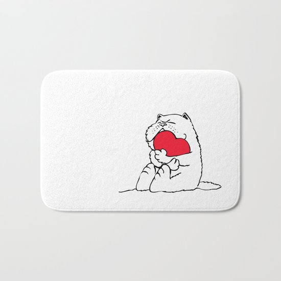 Persian Cat Heart Bath Mat
