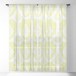 Palm Springs Poolside Retro Pastel Yellow Lace Sheer Curtain
