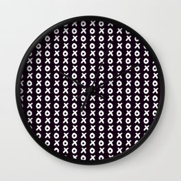 Black pattern with X and O - XOXO Wall Clock