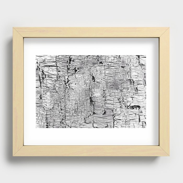 Black And White Ash Burnt Wood Minimal Pattern Recessed Framed Print