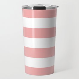 Large Blush Pink and White Cabana Tent Stripes Travel Mug