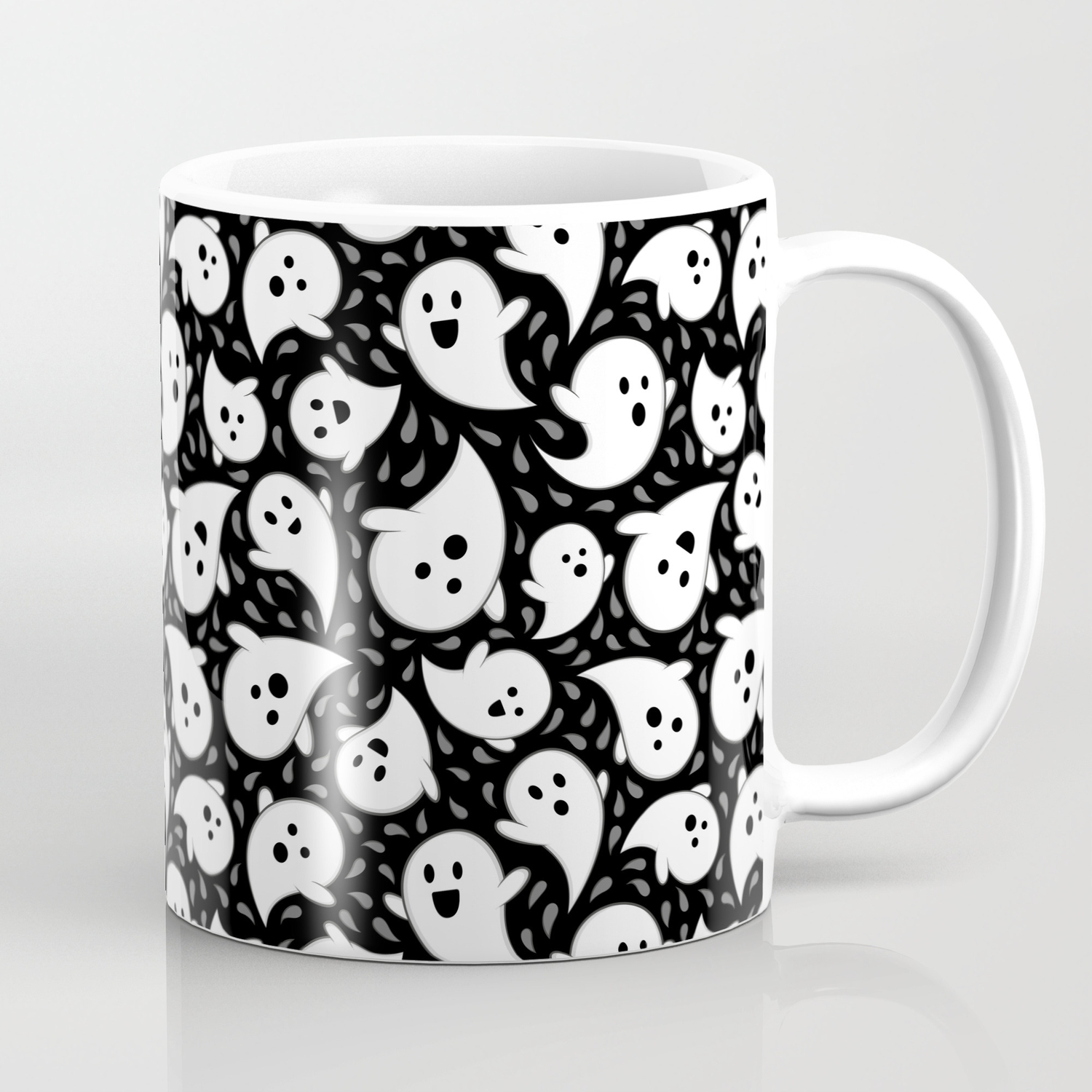 Cute ghosts pattern. Halloween vector illustration background. Wallpaper.  Surface design Coffee Mug by leavector | Society6