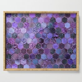 Purple geometric hexagonal elegant & luxury pattern Serving Tray
