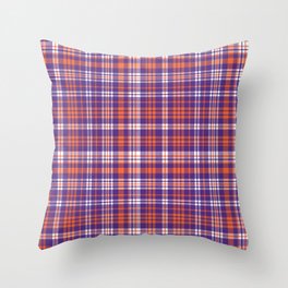 Varsity plaid purple orange and white clemson sports college football universities Throw Pillow