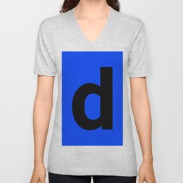 letter D (Black & Blue) V Neck T Shirt