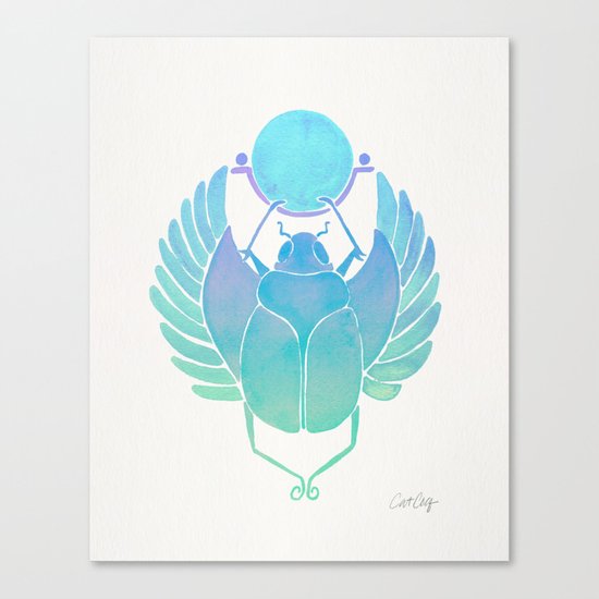 Egyptian Scarab – Turquoise Ombré Canvas Print