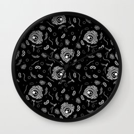 Organelles - White on Black Wall Clock