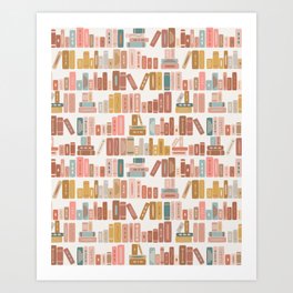books, boho bookshelf, library, bookworm, reading, rows of books, bookstack Art Print