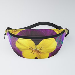 PURPLE PANSIES GARDEN ABSTRACT MODERN A Fanny Pack