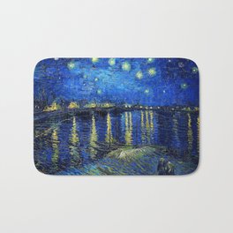 Starry Night Over the Rhone by Vincent van Gogh Bath Mat | Starrynight, Starry, Landscape, Stars, Nature, The, Rhone, Popular, Fineart, Vintage 