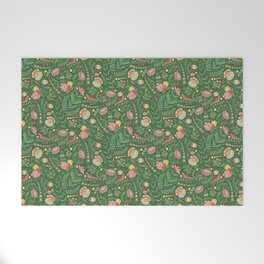 Swedish Floral - Green Welcome Mat