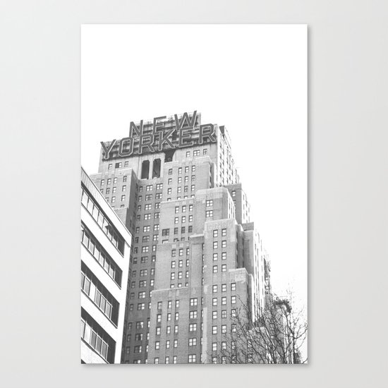 New Yorker Sign - NYC Black and White Canvas Print
