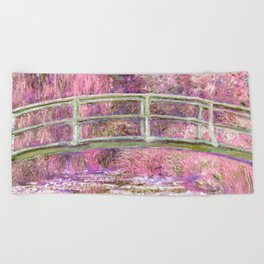 Bridge over a Pond of Water Lilies 3 Beach Towel