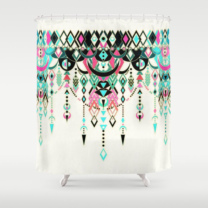 Modern Deco in Pink and Turquoise Shower Curtain