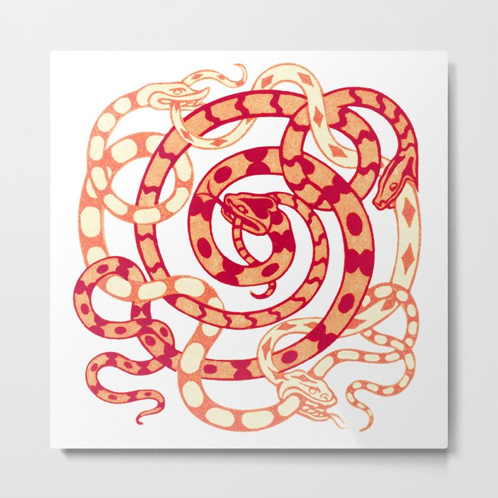 Vintage Snakes Design Metal Print