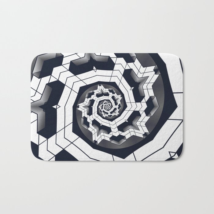 Black and white abstract vortex Bath Mat