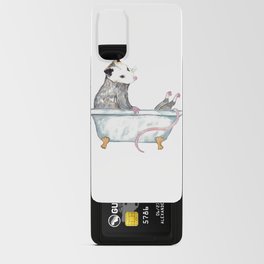 Opossum taking bath watercolor painting Android Card Case