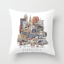 Cleveland Skyline group portrait Throw Pillow