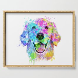 Golden Retriever Watercolor, Watercolor Dog, Golden Retriever Art Serving Tray