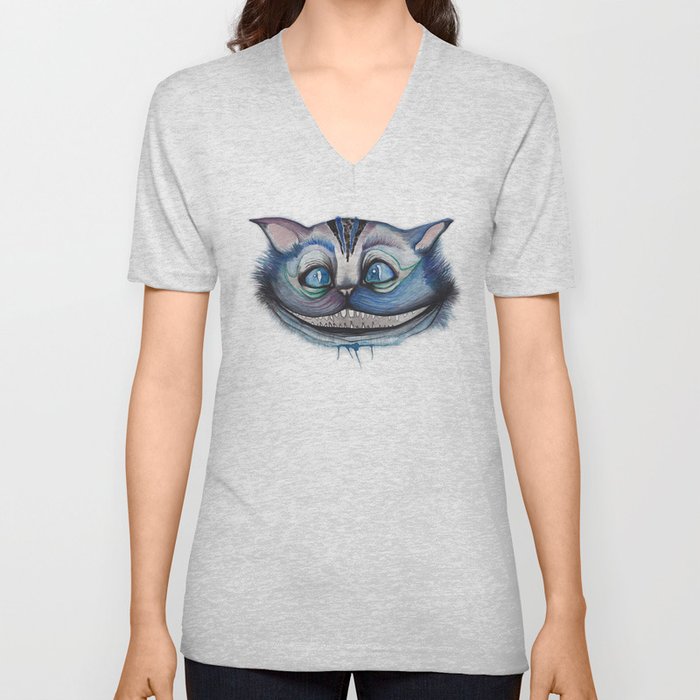 Cheshire Cat Grin - Alice in Wonderland V Neck T Shirt