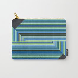 BLUE PARALLEL STRIPES TURN IN RIGHT ANGLE, WITH TWO BLACK RIGHT ANGLE TRIANGLES Carry-All Pouch
