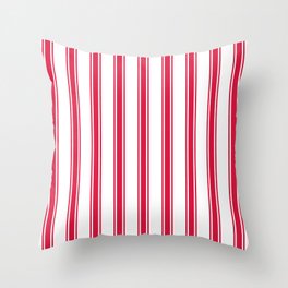 [ Thumbnail: White and Crimson Colored Stripes Pattern Throw Pillow ]