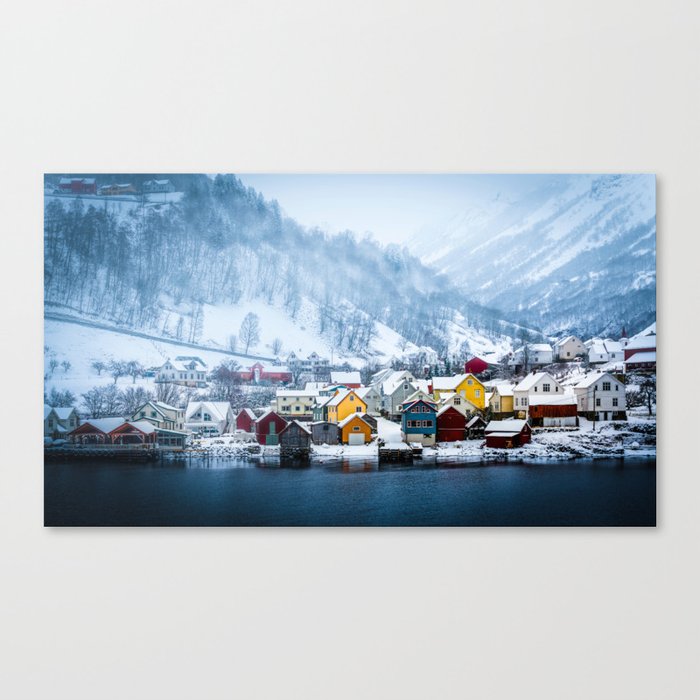 A Small Town in Norwegian Fjords Canvas Print