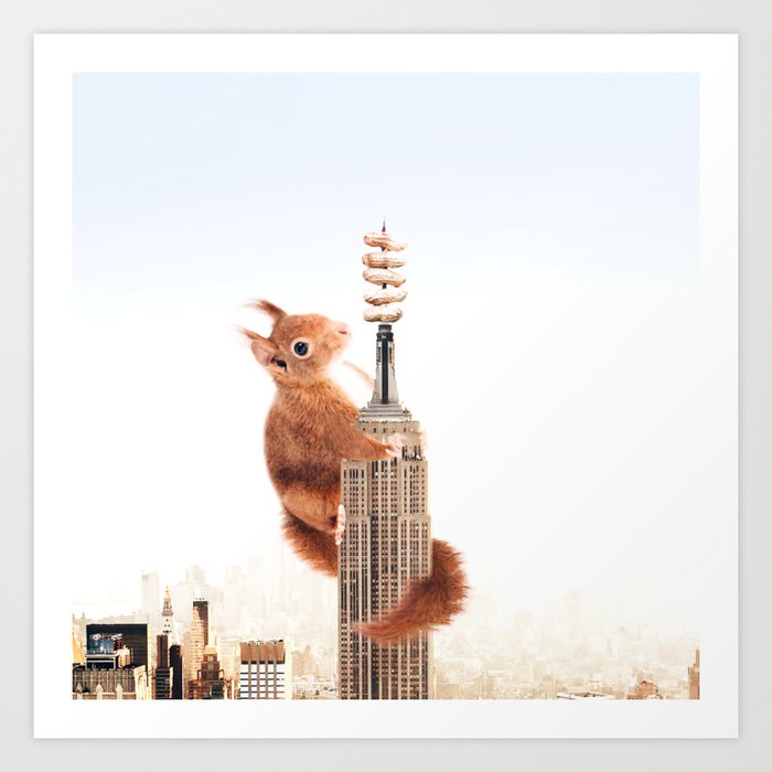 Squirrel-zilla Art Print