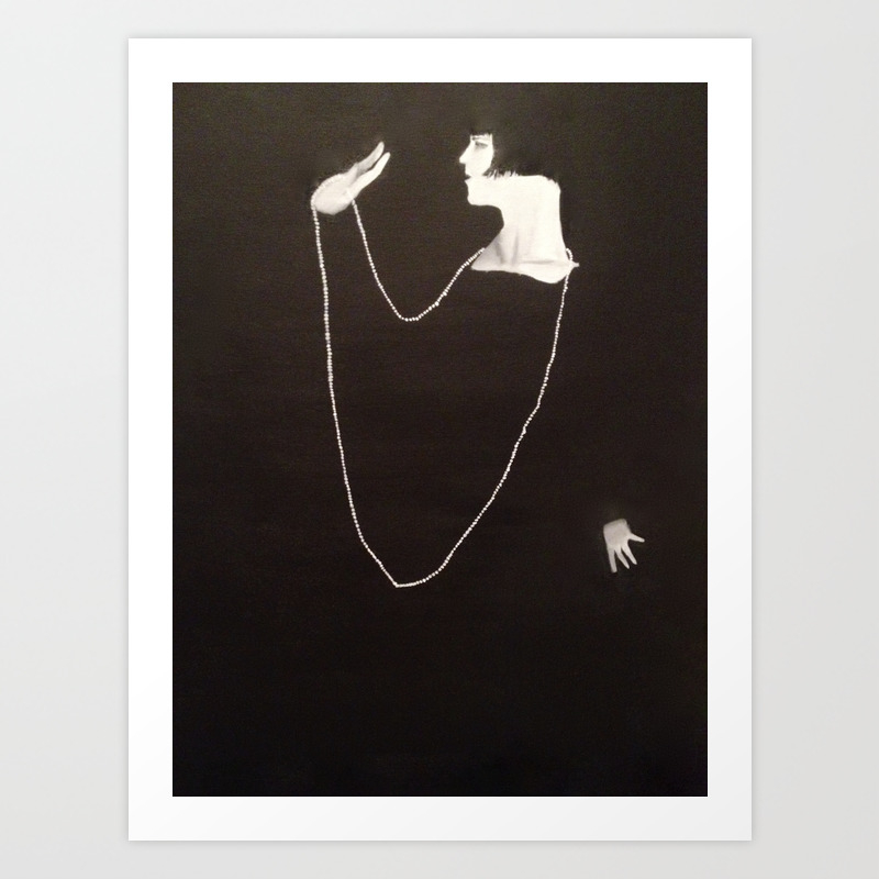 Vintage 1920 S Flapper Painting White On Black Background With