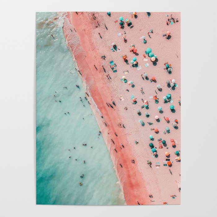 Aerial Beach Print, Ocean Art, Bondi Beach, Beach Art Print, Beach Photography, Modern Beach Lifestyle Print Poster