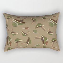 Green Mushrooms with Snails Rectangular Pillow
