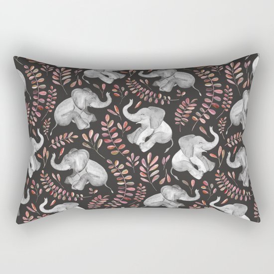 Laughing Baby Elephants - Coral Rectangular Pillow