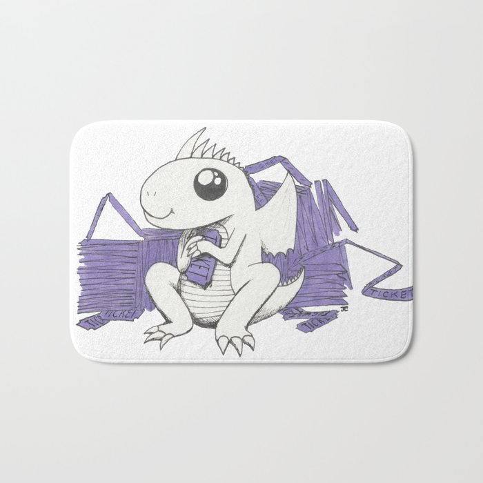 Baby Dragon Hoards Carnival Tickets Bath Mat