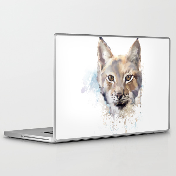 Digital Painting Of Watercolor Lynx Laptop Ipad Skin By