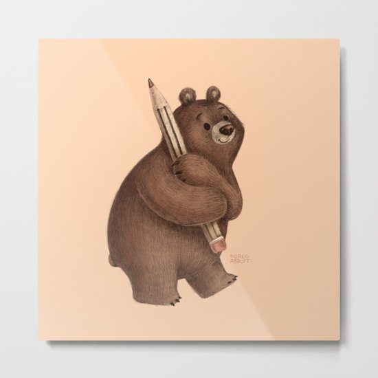 The Drawing Bear Metal Print