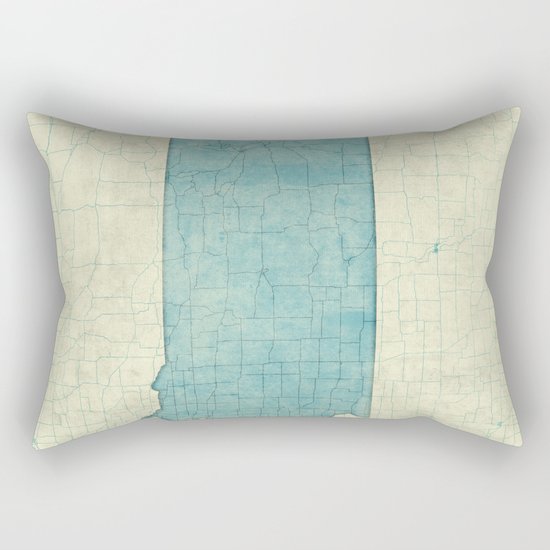 South Dakota State Map Blue Vintage Rectangular Pillow