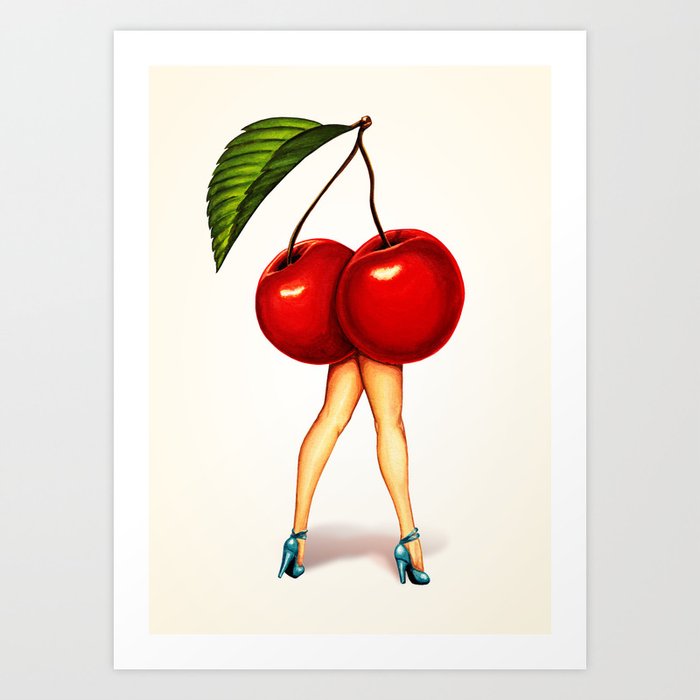 Cherry Girl Art Print by kellygilleran | Society6