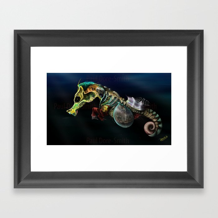 Dark Seahorse Framed Art Print