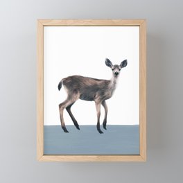 Deer on Slate Blue Framed Mini Art Print