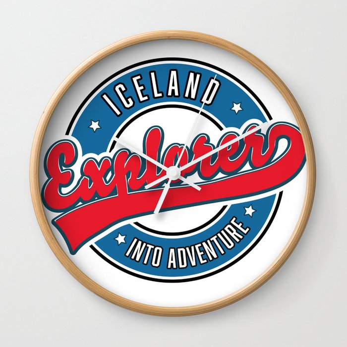 Iceland explorer into adventure logo Wall Clock
